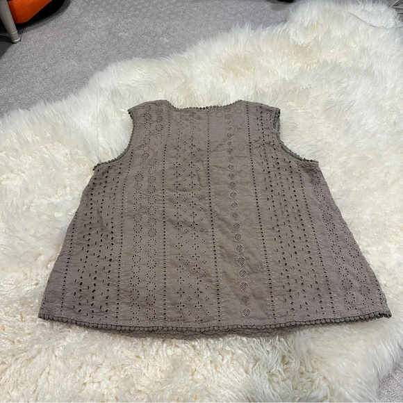 Joie | Eyelet Crochet Tank Top in Stone color | Size: Large - Picture 7 of 8